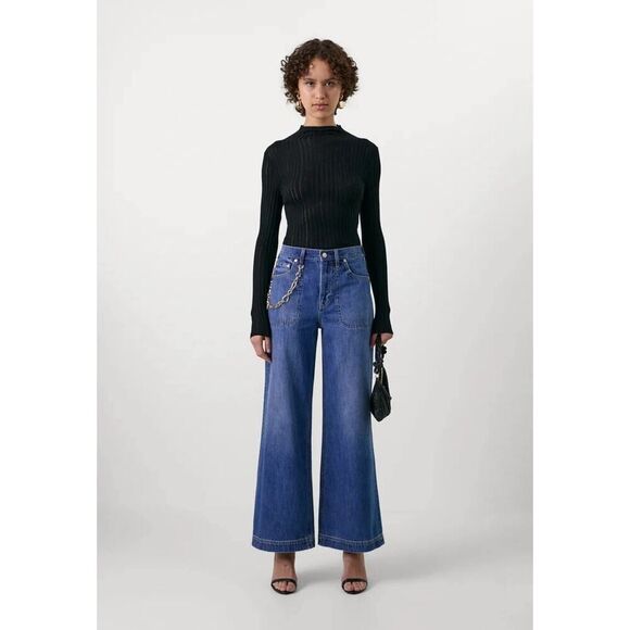 GAP x cultโgaia High Rise Stride Chain Jeans sz 30/10 Indigo - Picture 1 of 15